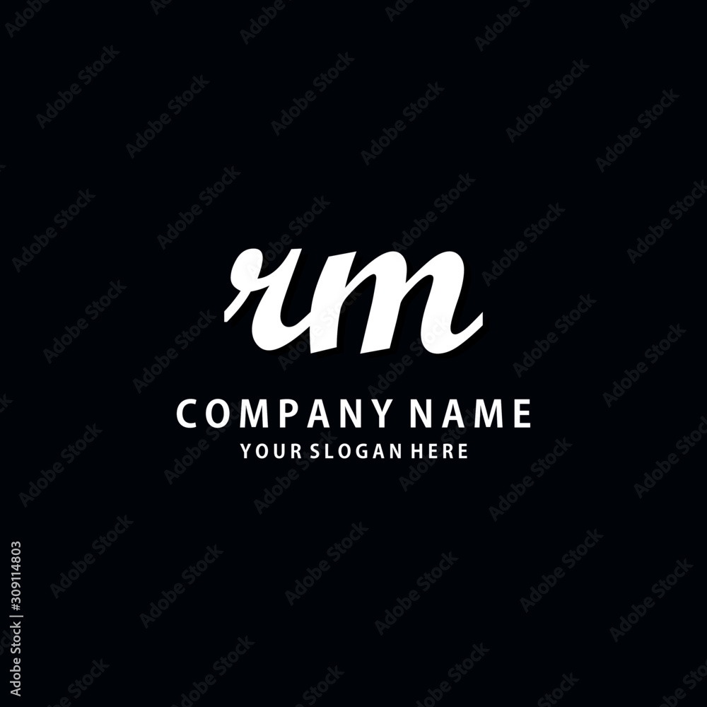 Initial RM white color logo template Initial RM white color logo template