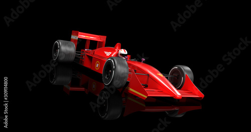 Generic Red Racing Car Speeding On Black Background. 3D Illustration Render