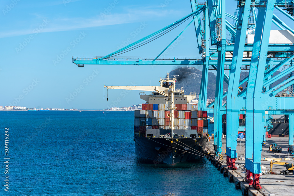 Naklejka premium Barco mercante portacontenedores