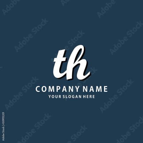 Initial TH white color logo template 