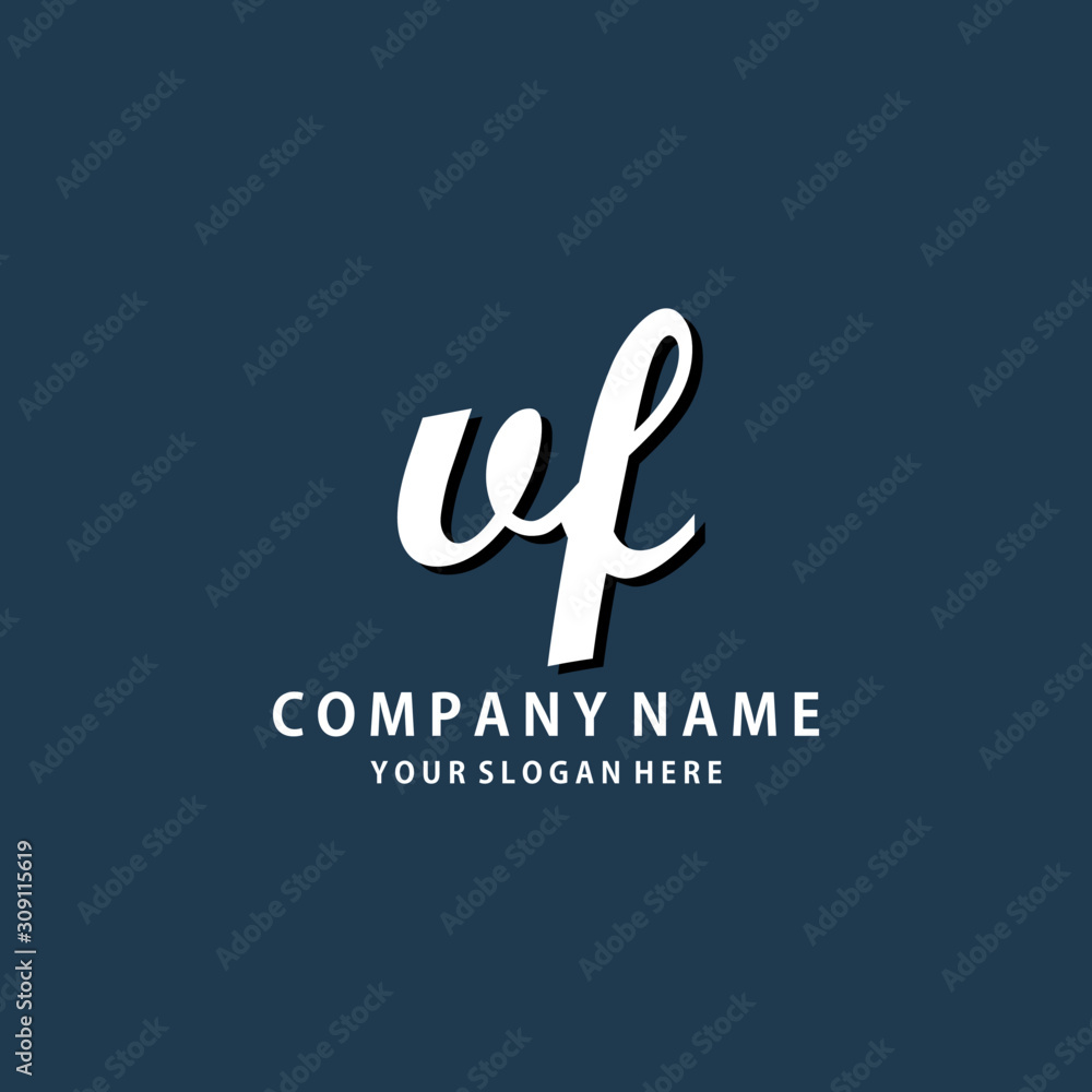 Initial VF white color logo template 