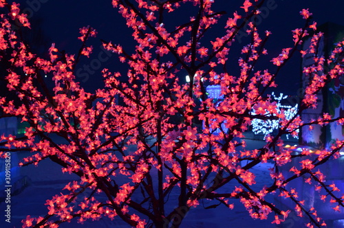 tree, Christmas, new year, garland, illumination