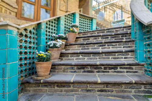 Old stone stairs, Moghadam historic house museum courtyard, Tehran, Iran © Baharlou