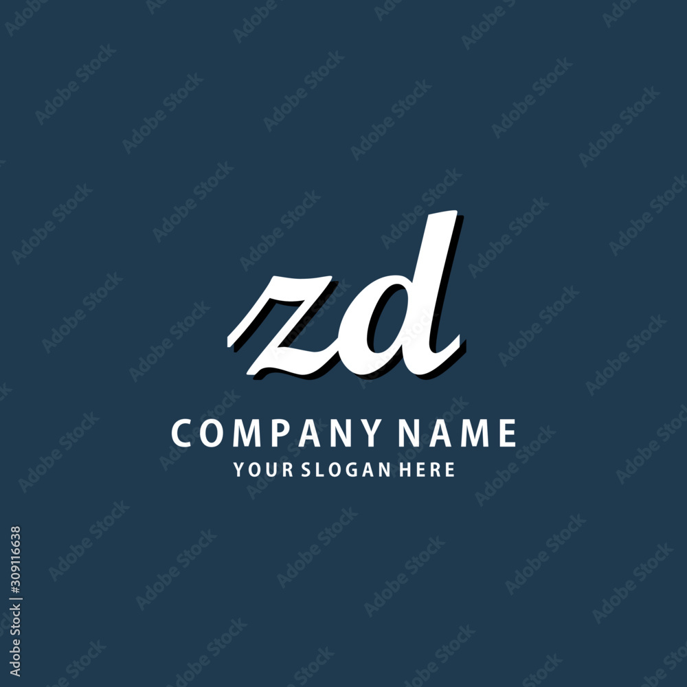Initial ZD white color logo template 