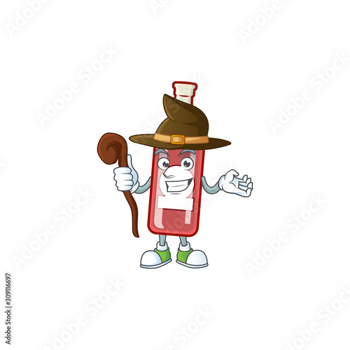 Happy Halloween Witch champagne red bottle cartoon character style
