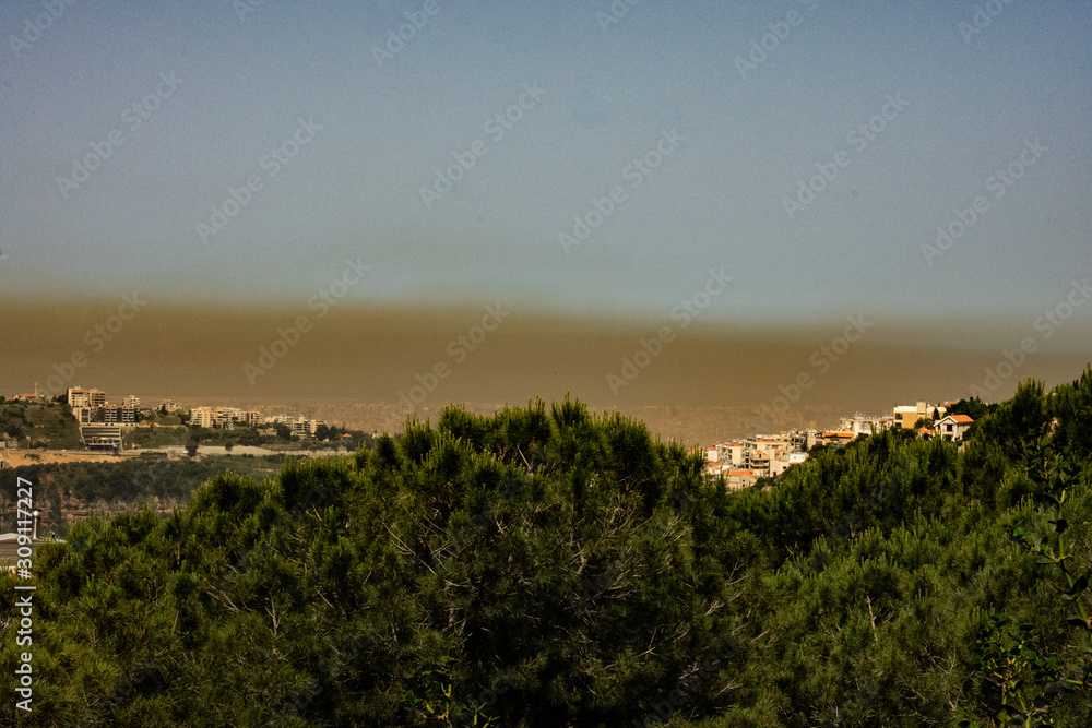Fototapeta premium Air pollution over Beirut city