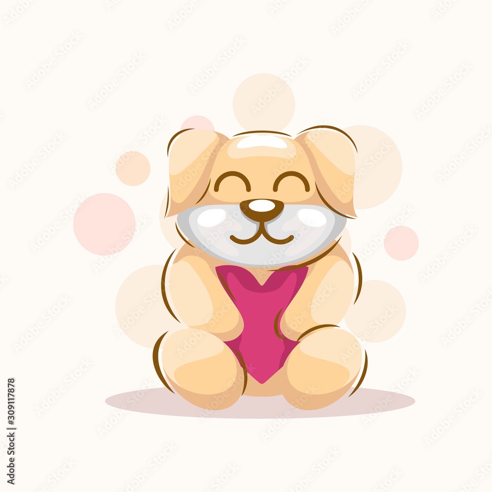 Fototapeta premium Cute Dog Mascot Cartoon Design Vector