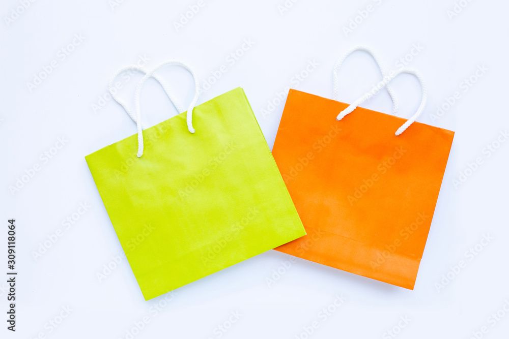 Paper shopping bags on white background. Paper shopping bags on white background.