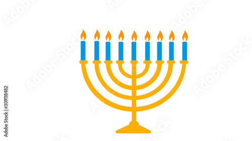 hanukkah menorah with candles