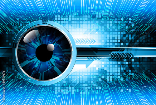 Blue eye cyber circuit future technology concept background