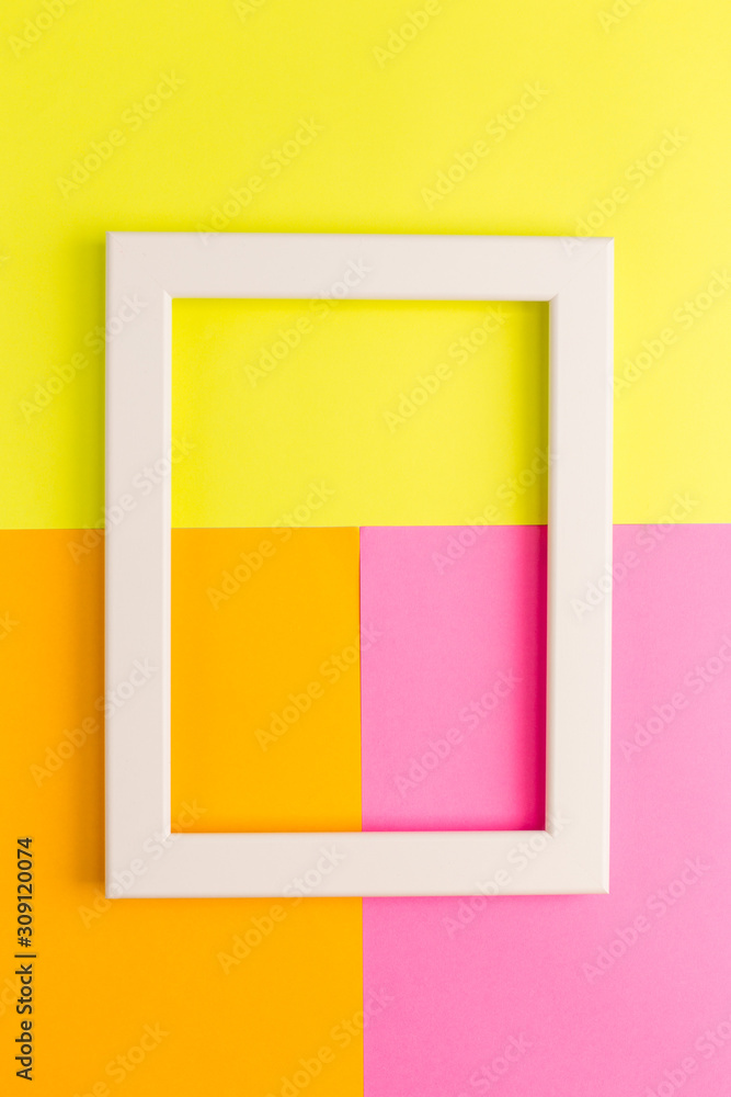 white frame on a colored abstract background from paper