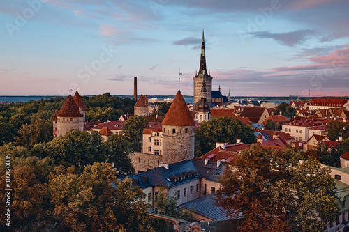 The Aerial View of Tallinn Old Town, Estonia