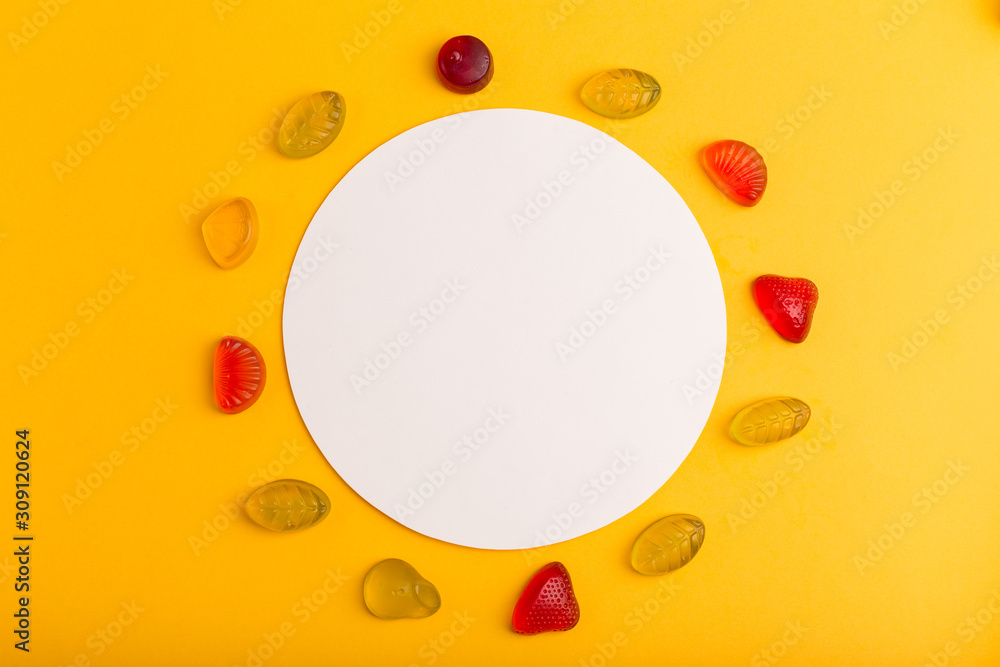 white circle on a yellow background with marmalade