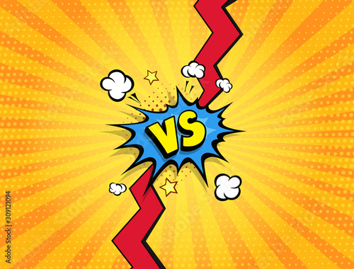 Versus letters fight backgrounds comics style design. Vs battle challenge poster Pop art Vector illustration