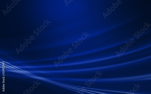 Dark abstract background with neon lines, glow. Blue blurred background, light effects.