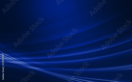 Dark abstract background with neon lines, glow. Blue blurred background, light effects.