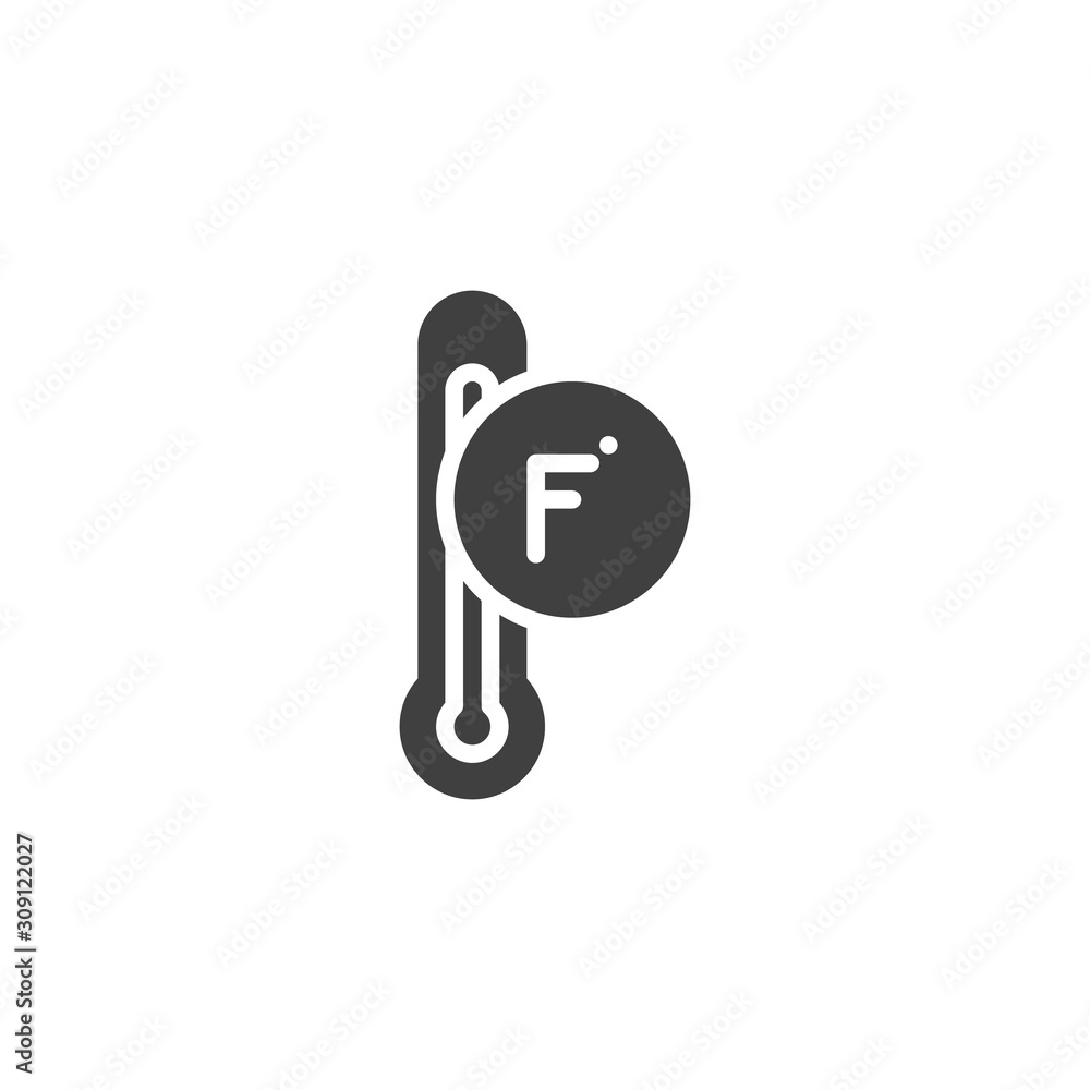 Fahrenheit thermometer vector icon. filled flat sign for mobile concept and web design. Mercury thermometer temperature glyph icon. Symbol, logo illustration. Vector graphics Fahrenheit thermometer vector icon. filled flat sign for mobile concept and web design. Mercury thermometer temperature glyph icon. Symbol, logo illustration. Vector graphics