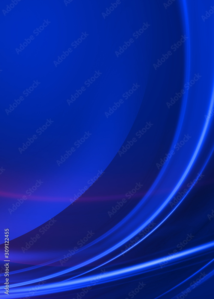 Naklejka premium Ciemne tło z neonowymi liniami, blask. Niebieskie tło zamazane pole, efekty świetlne.