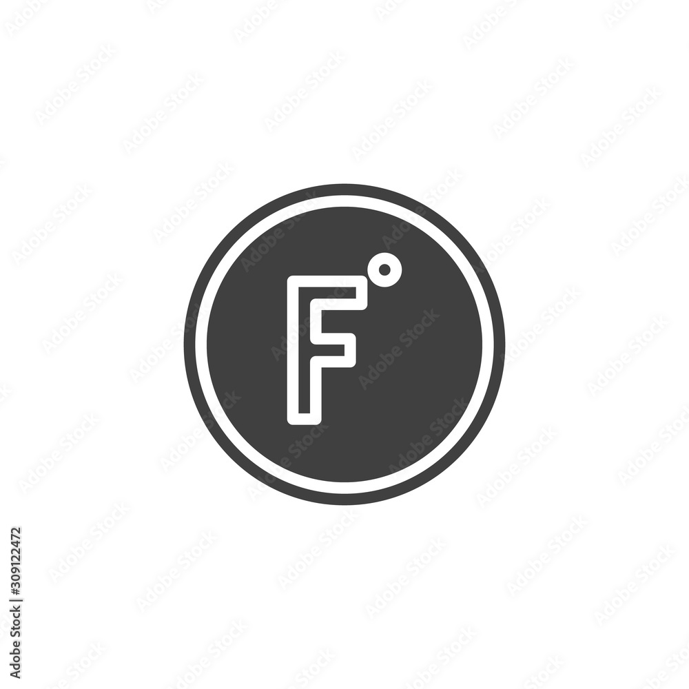 Fahrenheit temperature vector icon. filled flat sign for mobile concept and web design. Fahrenheit button glyph icon. Symbol, logo illustration. Vector graphics Fahrenheit temperature vector icon. filled flat sign for mobile concept and web design. Fahrenheit button glyph icon. Symbol, logo illustration. Vector graphics
