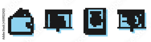 Set line User manual, Wallet with stacks paper money cash, Board with resume and Board with graph chart icon. Vector