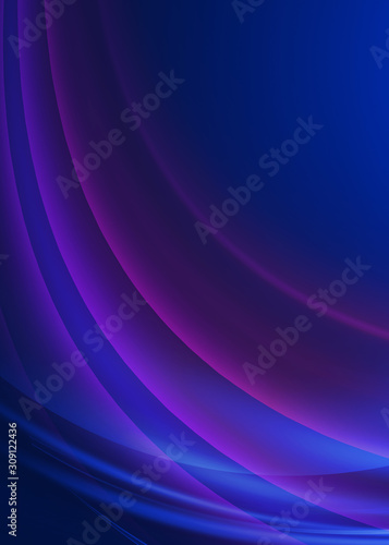 Dark abstract background with neon lines, glow. Blue blurred background, light effects.