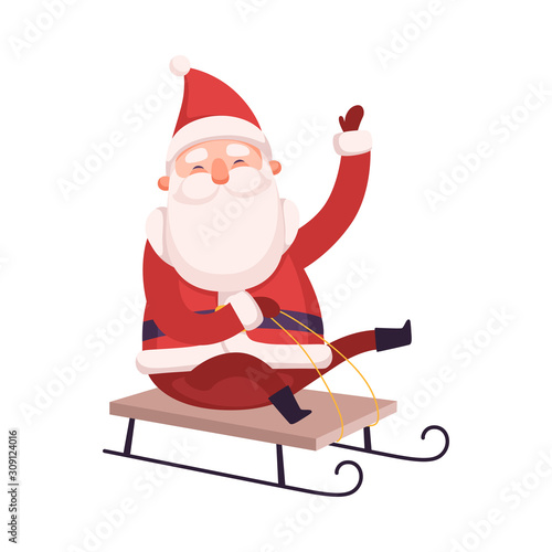 Funny Santa Claus, Cute Christmas and New Year Character, Winter Holidays Design Element Vector Illustration