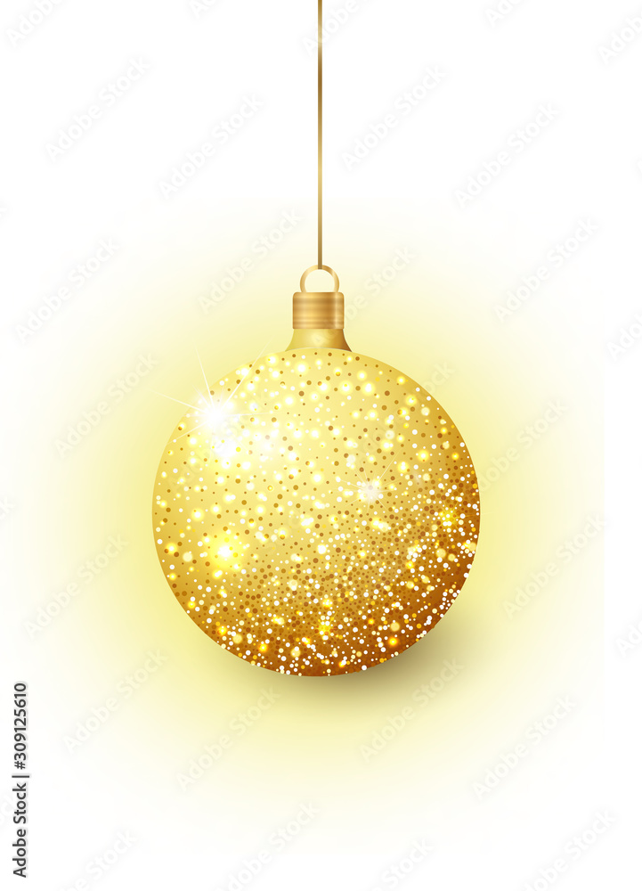 Gold Christmas tree toy isolated on a transparent background. Stocking Golden Christmas decorations. Vector object for christmas design, mockup. Vector realistic object 10 EPS Gold Christmas tree toy isolated on a transparent background. Stocking Golden Christmas decorations. Vector object for christmas design, mockup. Vector realistic object 10 EPS