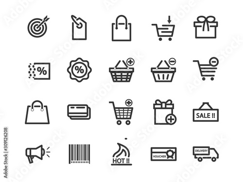 Set of sale perfect thin line icon. Vector