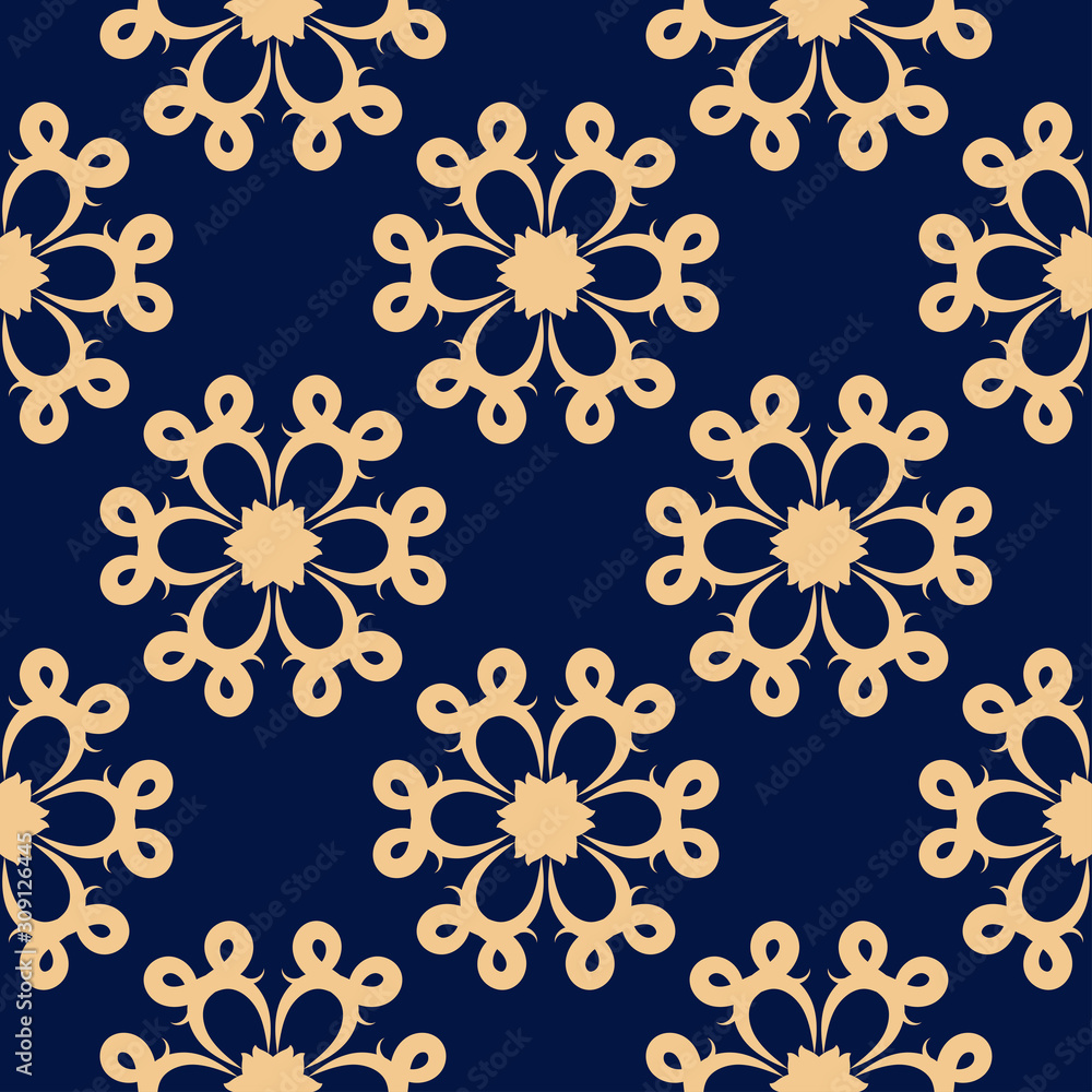 Floral seamless pattern. Golden blue background Floral seamless pattern. Golden blue background