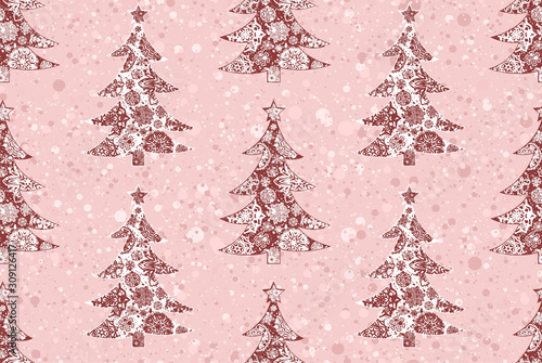 A Seamless background with New year tree.