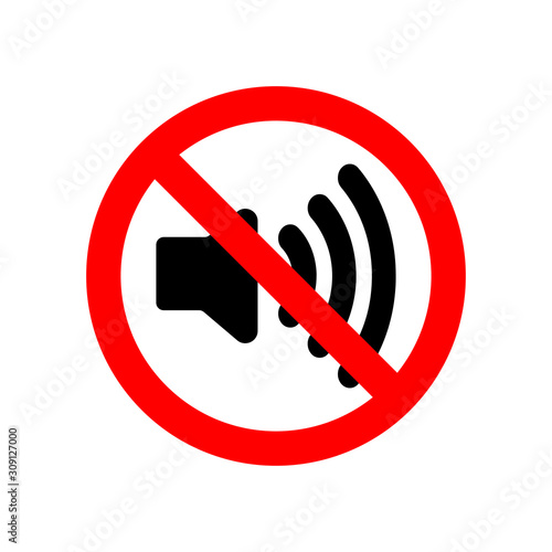 Do not make a loud noise. No speaker or sound con. Volume Off symbol.