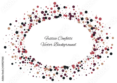 Festive color round confetti background. Abstract frame confetti texture for holiday  postcard  poster  website  carnivals  birthday and children s parties. Cover confetti mock-up. Wedding card layout