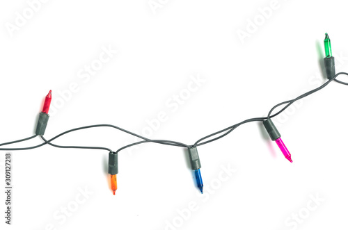 Christmas lights ornaments isolated on white background