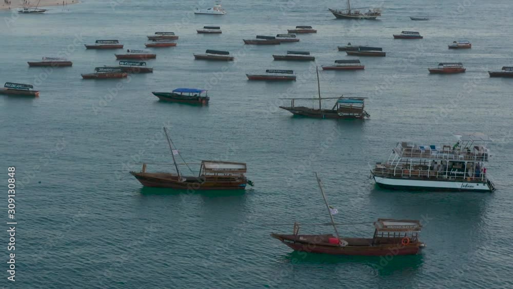 Boats Waiting At Zanzibar Coast Cropped Version Boats Waiting At Zanzibar Coast Cropped Version
