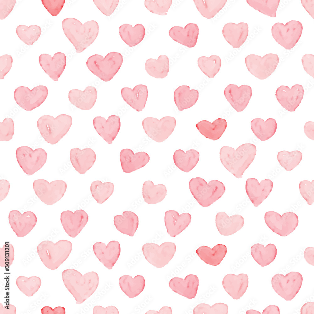 pink and red watercolor heart seamless pattern eps10 vectors illustration