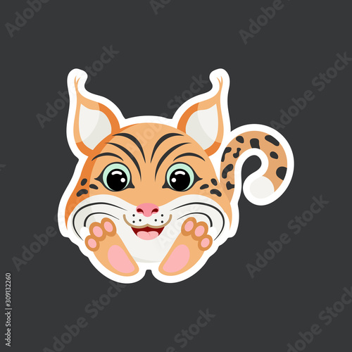 cartoon lynx sticker vector illustration