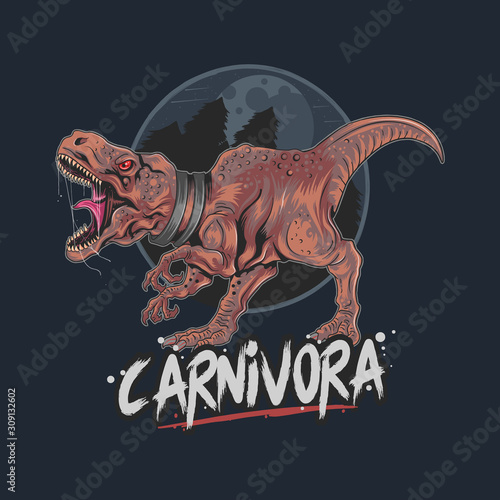 DINOSAUR T REX CARNIVORA ARTWORK WITH DETAIL VECTOR EDITABLE COLOUR LAYERS