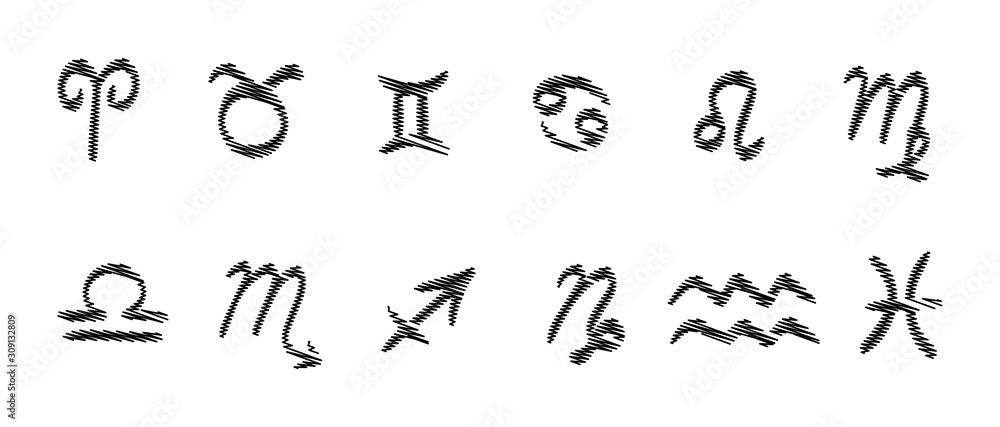 Zodiac signs. Zodiac vector symbols collection set Zodiac signs. Zodiac vector symbols collection set