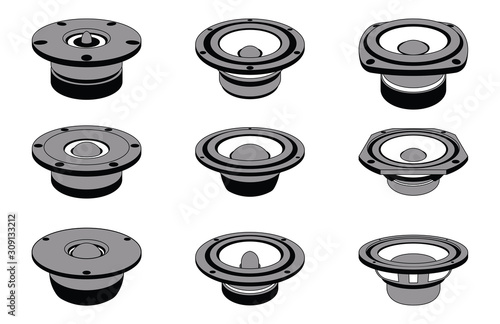 Bild auf Leinwand Speaker driver icon set