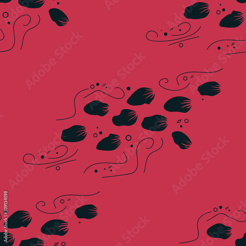 Floral seamless pattern petals flying in the wind