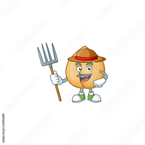 Farmer chickpeas cartoon character with hat and tools