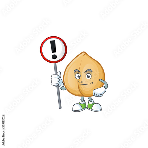 Cartoon style of chickpeas with sign in his hand