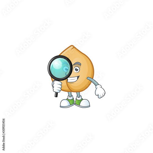 One eye chickpeas Detective cartoon character style