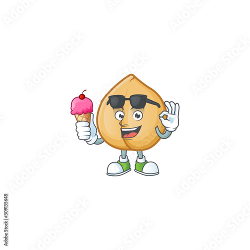 Mascot character featuring chickpeas with ice cream