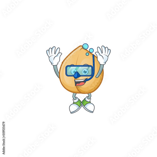 Smiling chickpeas cartoon character style wearing Diving glasses