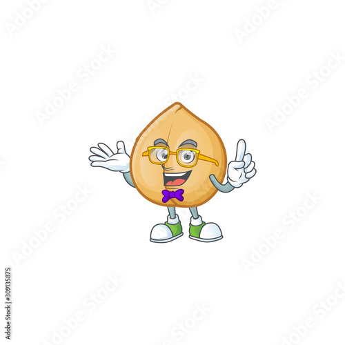 Super Funny Geek smart chickpeas mascot cartoon style