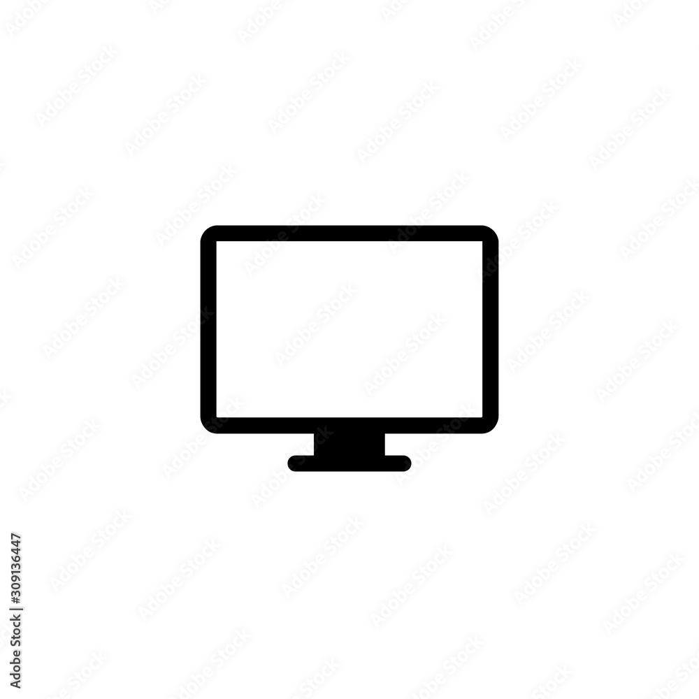 Monitor PC, Icon computer screen flat style on white background, stylish vector illustration for web design Monitor PC, Icon computer screen flat style on white background, stylish vector illustration for web design