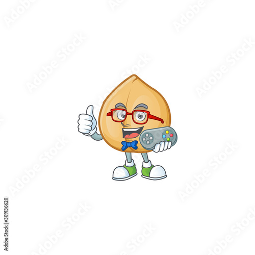 cute geek gamer chickpeas cartoon character style