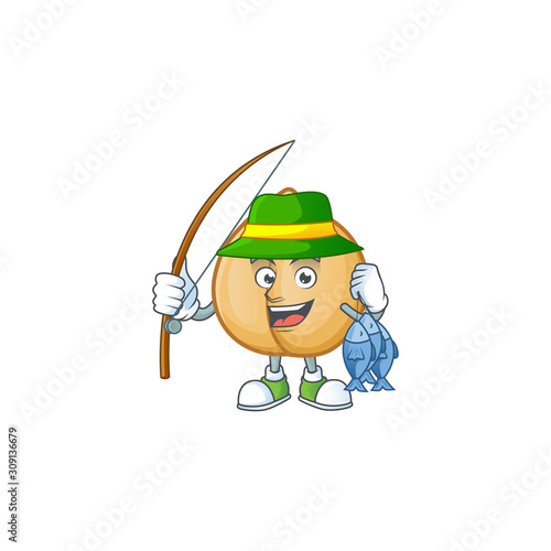 Happy smiley funny Fishing chickpeas design style