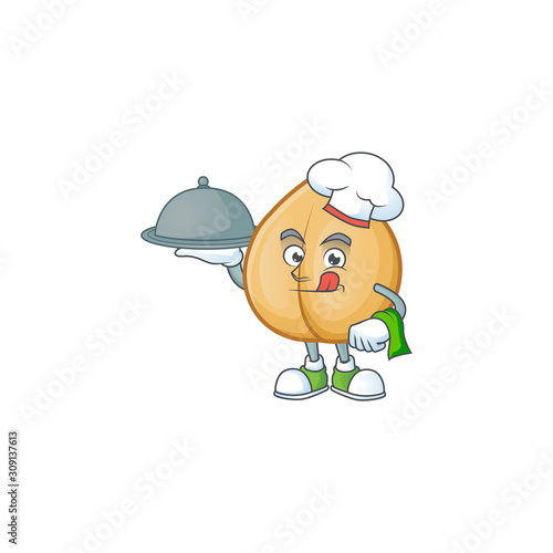 smiling chickpeas as a Chef with food cartoon style design